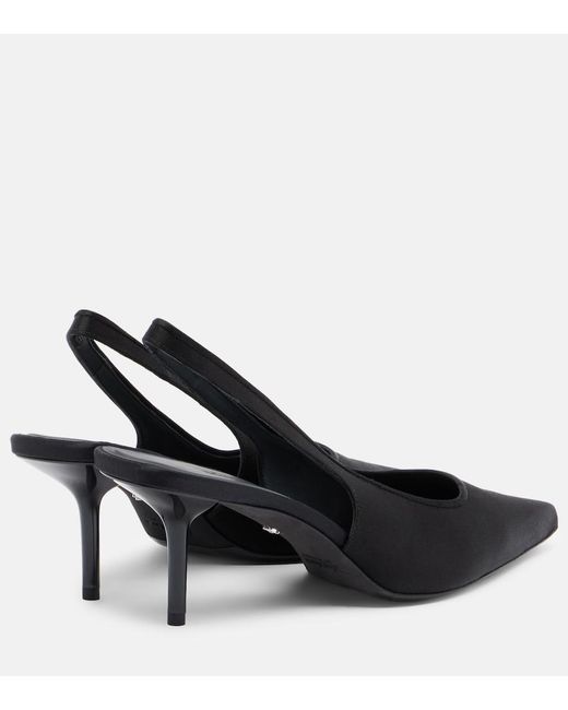 Max Mara Black Satin Slingback Pumps