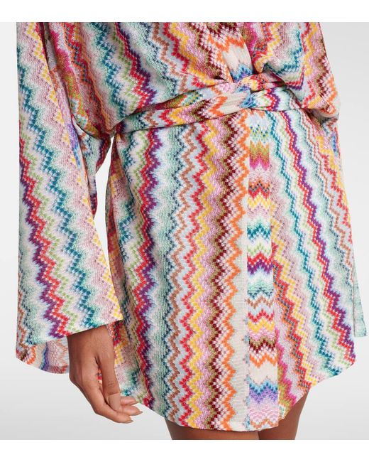 Missoni White Zig Zag Oversized Lame Wrap Cardigan