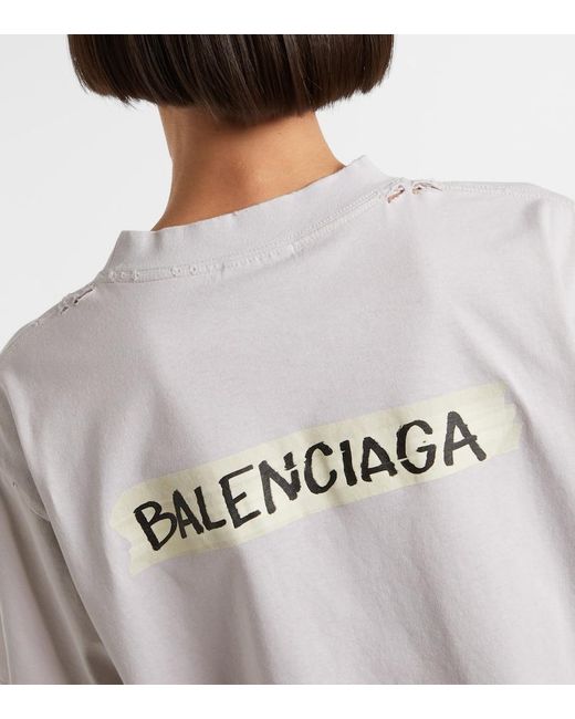 Balenciaga White Logo Cotton Jersey T-Shirt