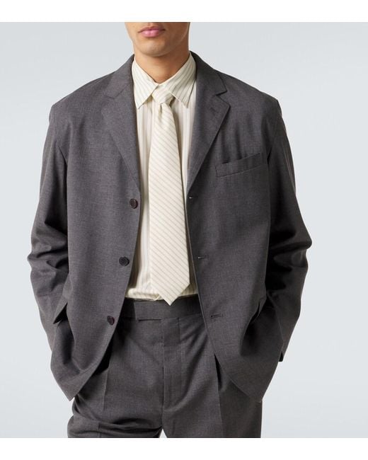 Auralee White Striped Wool Tie for men