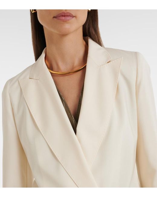 Max Mara Natural Double-Breasted Virgin Wool Blazer
