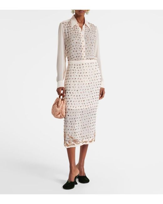 Dries Van Noten Natural Hemd Mit Kristallen
