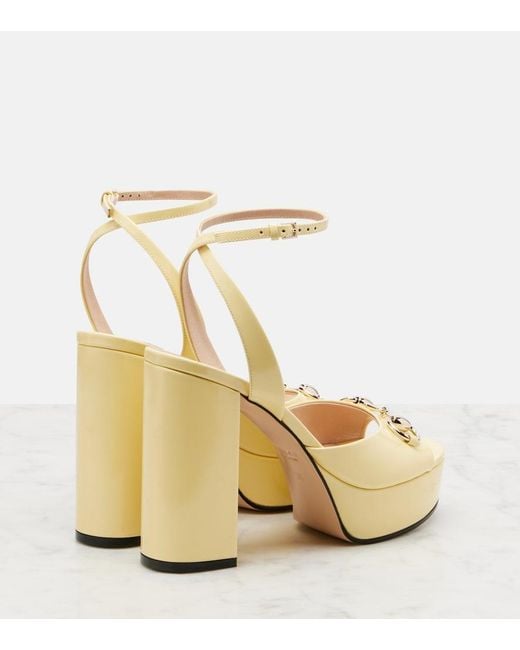 Gucci Metallic Horsebit 85 Leather Platform Sandals