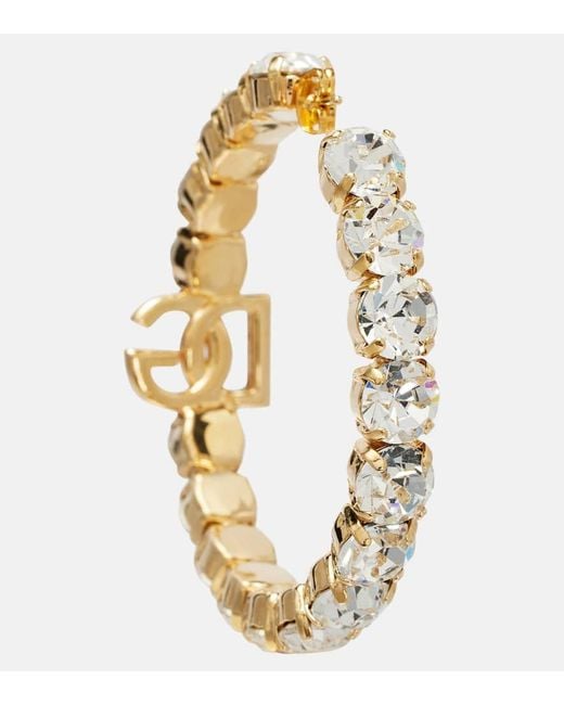 Dolce & Gabbana Metallic Embellished Hoop Earrings