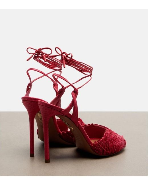 Aquazzura Red Rio Flirt Raffia Sandals