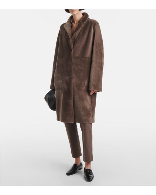 Joseph Brown Reversible Shearling And Leather Coat