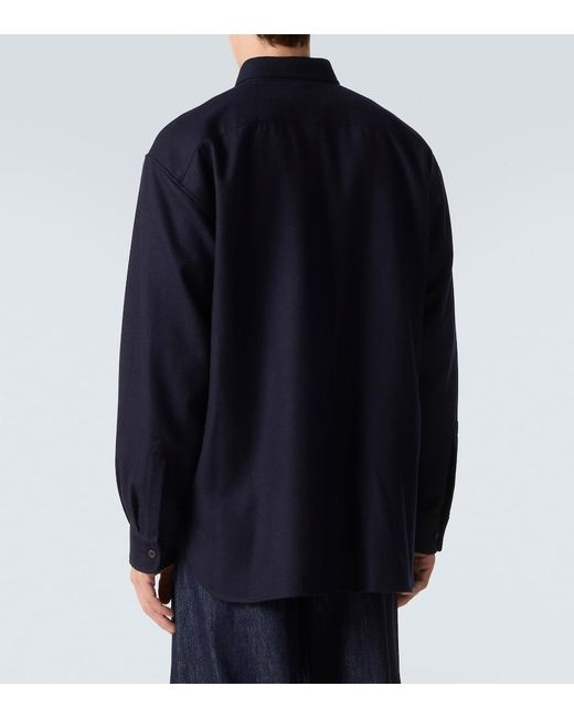 Dries Van Noten Blue Embroidered Wool Shirt for men