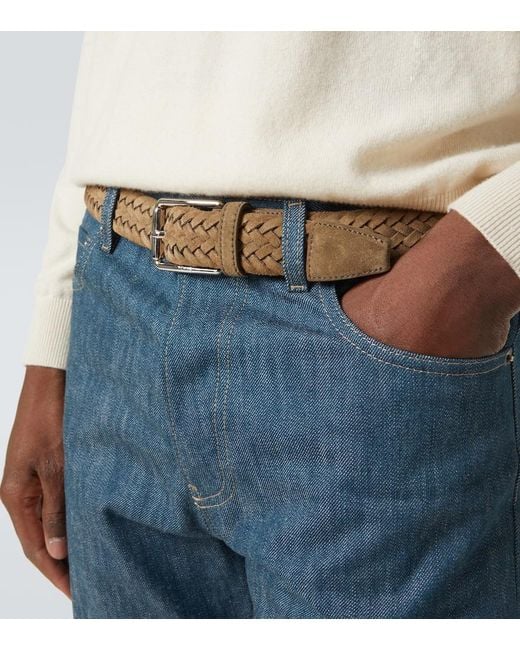 Tod's Brown Braided Suede Belt for men