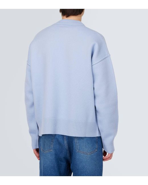 AMI Blue Ami De Cour Wool Sweater for men