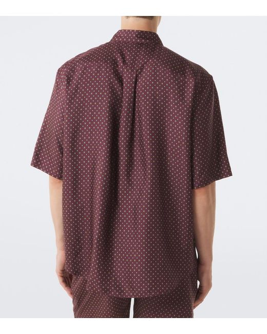 Saint Laurent Red Printed Silk Twill Shirt for men