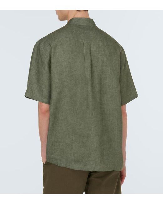 Camicia Hakusan in lino di Loro Piana in Green da Uomo