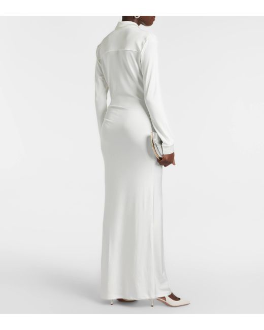 TOVE White Iana Gathered Jersey Maxi Dress