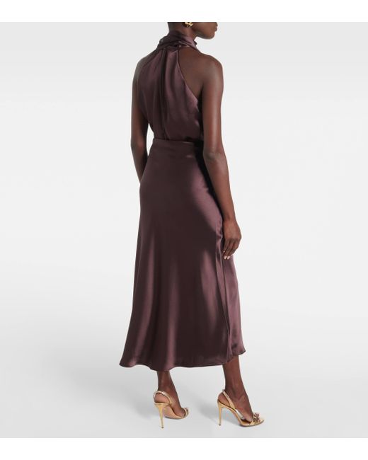 Galvan Brown Valetta Midi Skirt