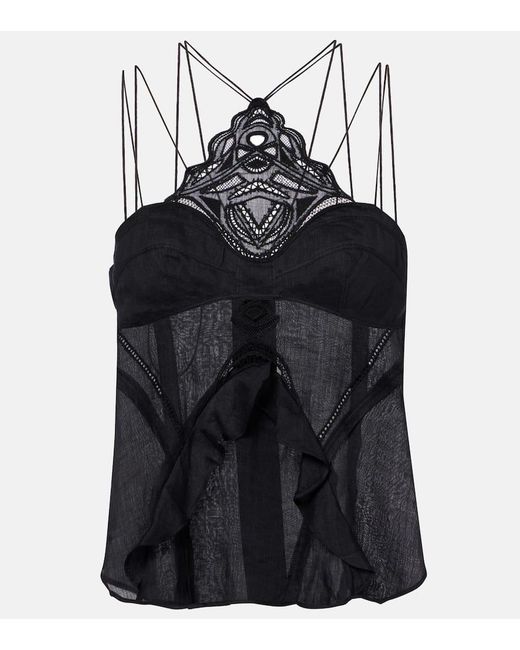 Isabel Marant Black Top Leana Aus Ramie