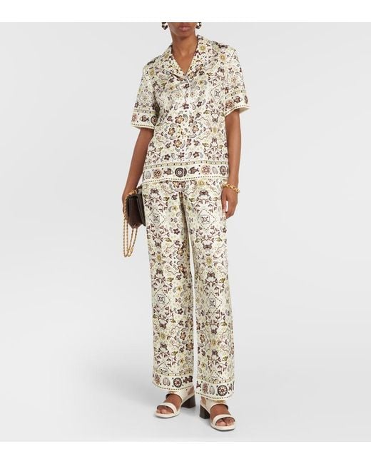 Tory Burch Natural Wide Trousers