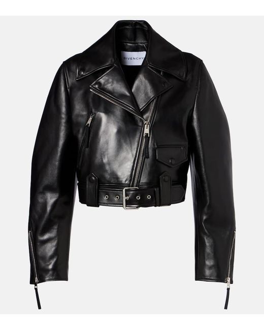 Givenchy Black Cocoon Cropped Leather Biker Jacket