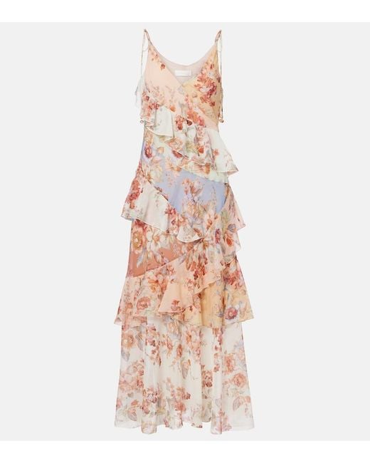 Zimmermann Pink Awaken Floral Cotton And Silk Maxi Dress