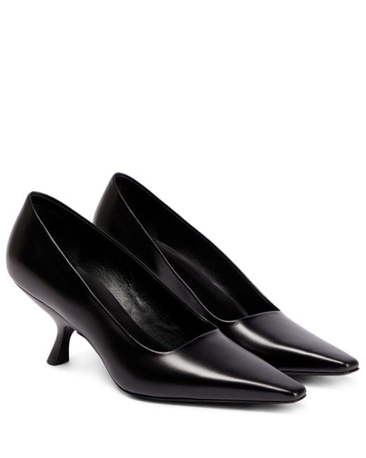The Row Kitten Leather Pumps in Black | Lyst UK