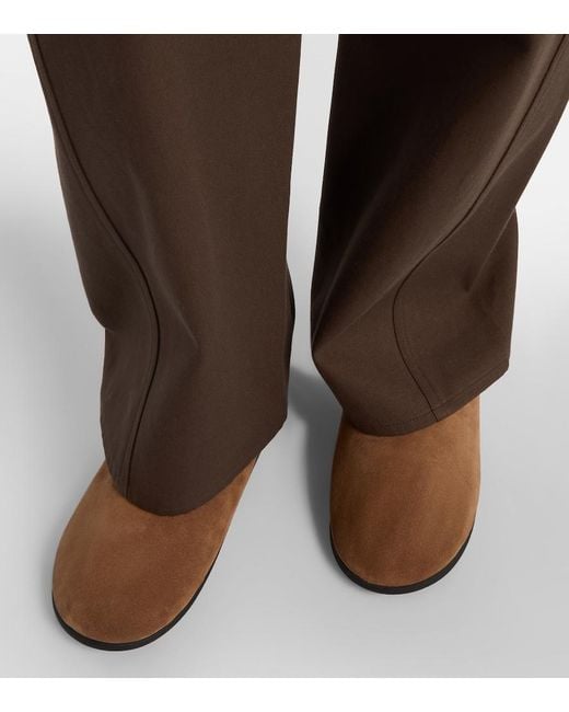 Christen Brown Big Bootie Shearling-Trimmed Suede Slip-On Shoes