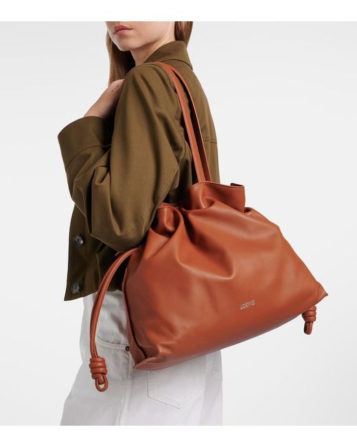 Loewe Brown Flamenco Large Leather Clutch