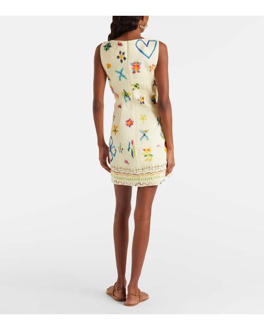 ALÉMAIS Metallic Sidi Floral Linen-Blend Minidress