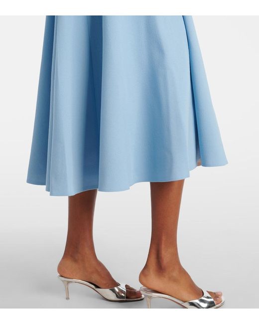 Emilia Wickstead Blue Collins Pleated Wool Crepe Midi Dress
