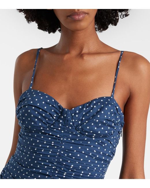 Posse Blue Edie Polka-Dot Midi Dress