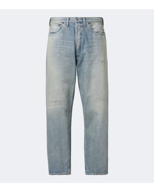 A.PRESSE Blue No. 37 Distressed Straight Jeans for men