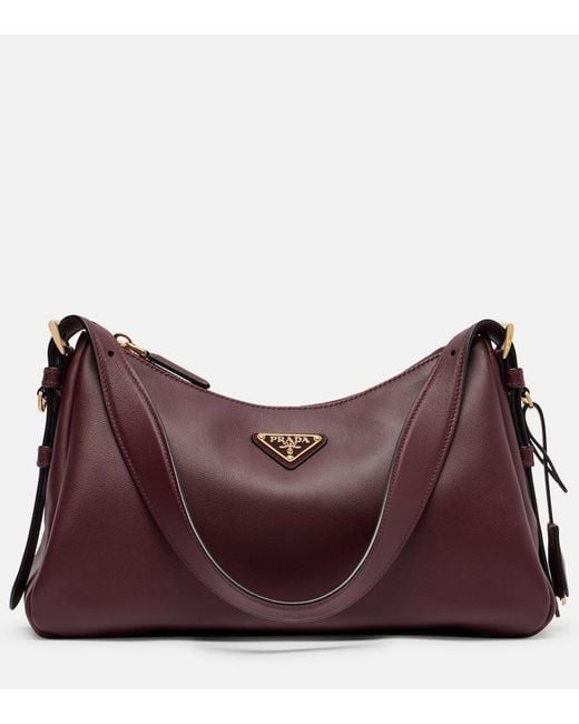 Prada Purple Grape Leather Medium Aimee Shoulder Bag