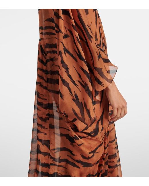 Adriana Degreas Brown X Sabine Getty Printed Silk Kaftan