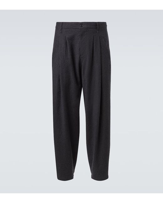Giorgio Armani Black Virgin Wool Tapered Pants for men