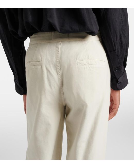 Nili Lotan White Reed Cotton Wide-Leg Pants
