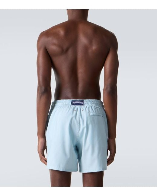 Vilebrequin Blue Bengal Stripe Wool Swim Trunks for men