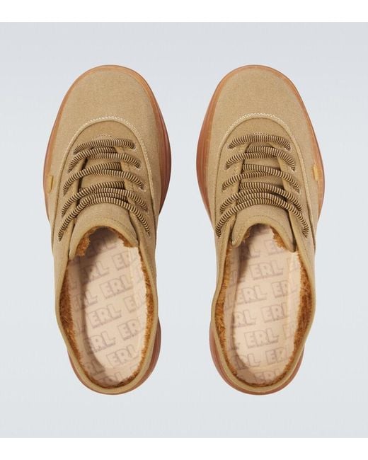 ERL Brown Canvas Mules for men