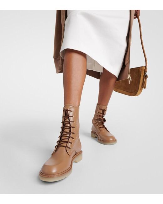 Max Mara Brown Leather Ankle Boots
