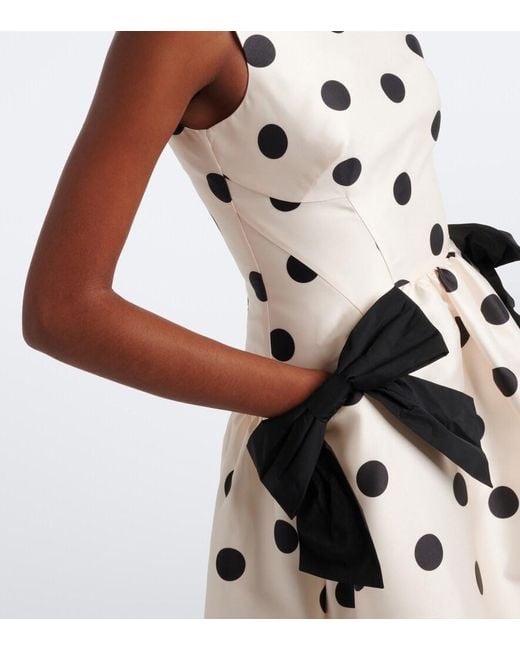 Rebecca Vallance White Bow-Detail Polka-Dot Midi Dress