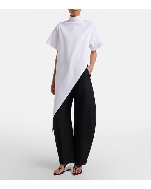 Alaïa White Asymmetric Cotton Jersey T-Shirt