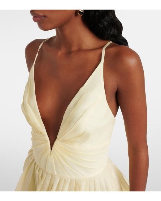 Zimmermann Natural Illuminate V Neck Mini Dress