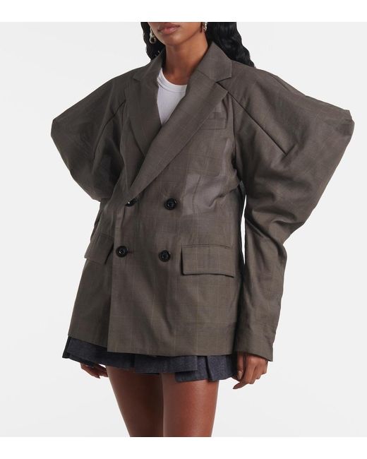 Sacai Gray Cotton Voile Blazer