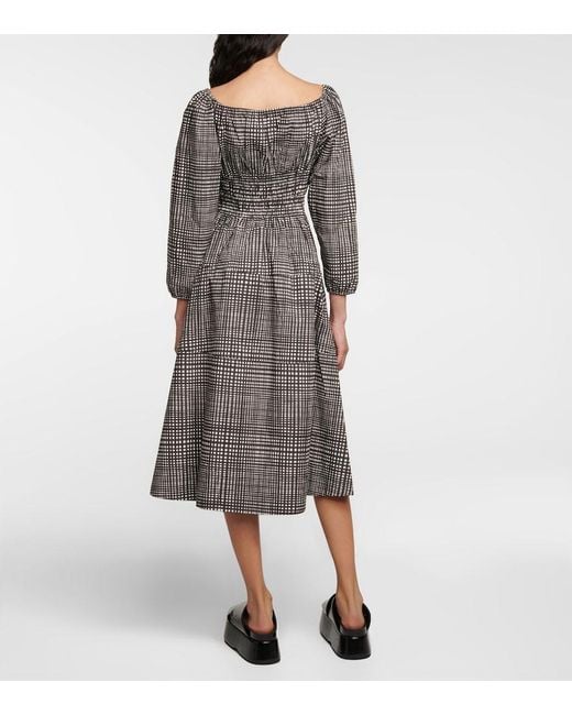 Proenza Schouler Gray White Label Checked Cotton Poplin Midi Dress