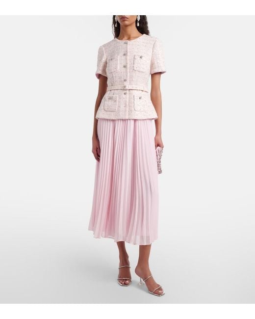Self-Portrait Pink Embellished Midi Dress