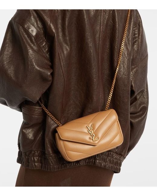 Saint Laurent Natural Schultertasche Lou Lou Mini Aus Leder