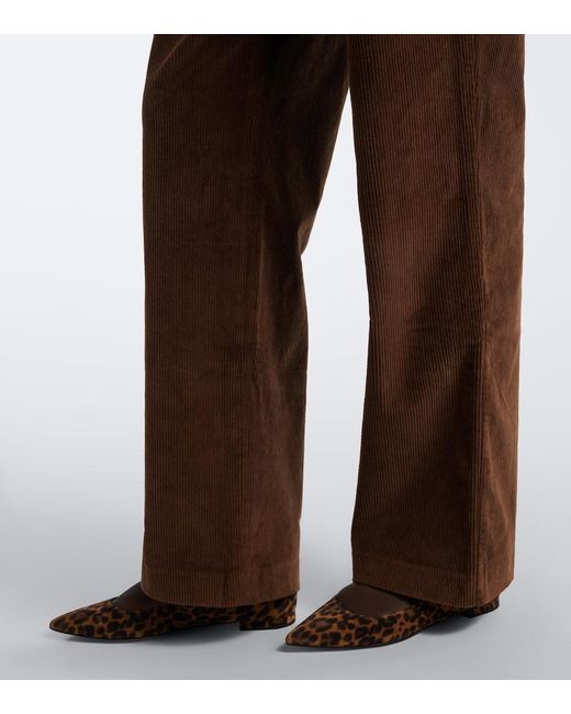 AYA MUSE Brown Aven Cotton-Blend Corduroy Wide-Leg Pants