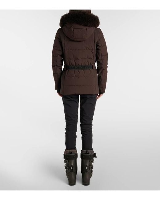 Yves Salomon Brown Veste 64Cm Shearling-Trimmed Ski Jacket