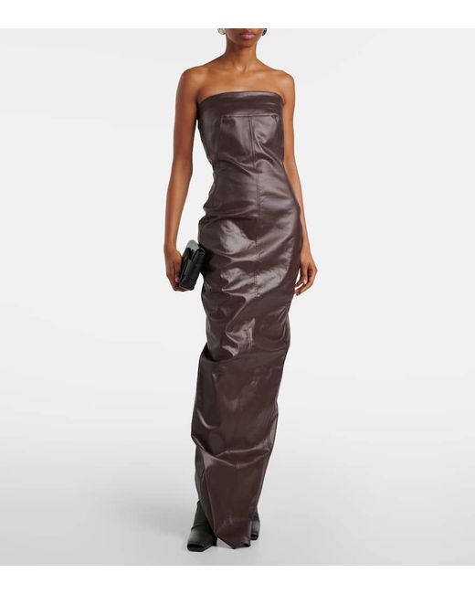 Rick Owens Brown Denim Bustier Gown