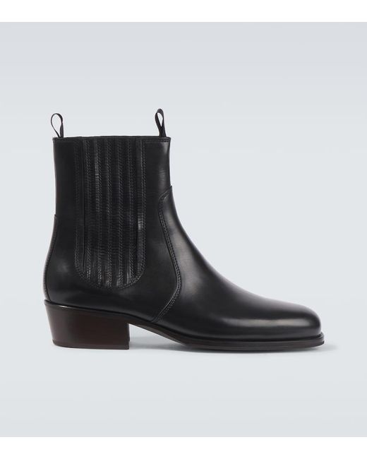 Lemaire Black Leather Chelsea Boots for men