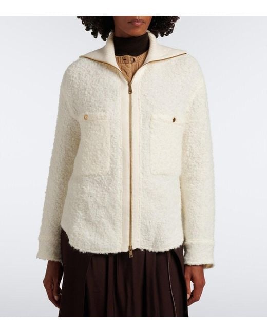 Moncler Natural Boucle Zip-Up Jacket