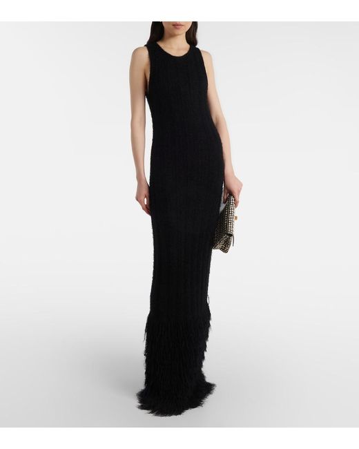 Khaite Black Fiore Silk And Cashmere Maxi Dress