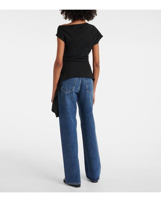 Jonathan Simkhai Black Saskia Draped Top