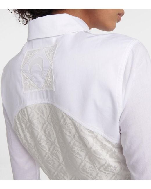 MARINE SERRE White Regenerated Household Linen Shirt - Women's - Viscose/acetate/cotton/spandex/elastane